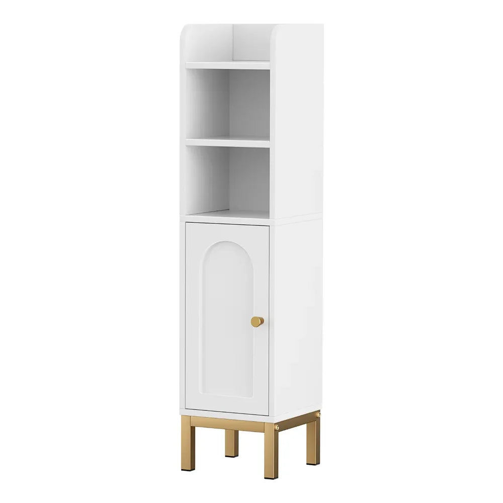 Artiss Bathroom Storage Cabinet Floor Organizer Toilet Corner Adjustable Shelf with Door White - Mekamart Australia