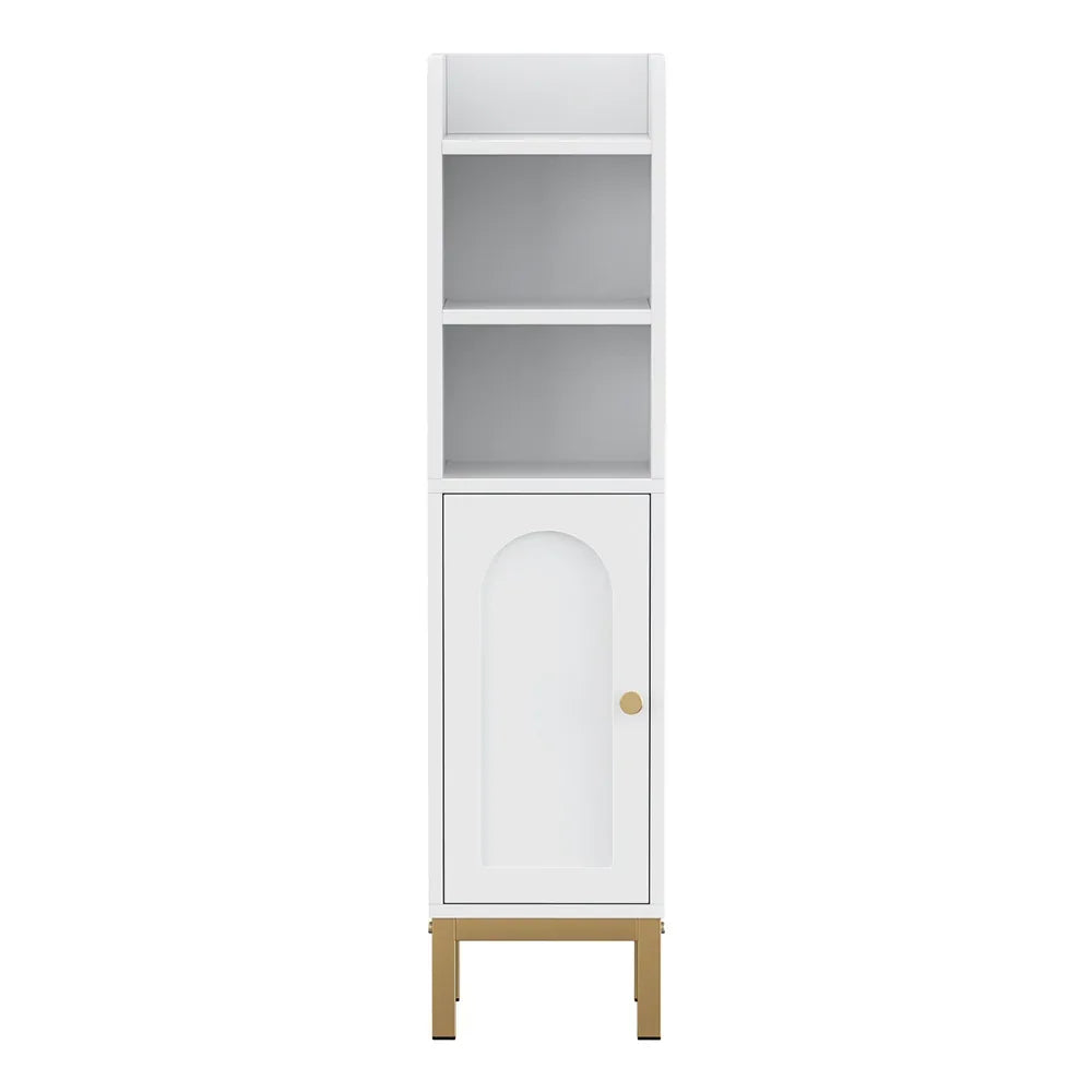 Artiss Bathroom Storage Cabinet Floor Organizer Toilet Corner Adjustable Shelf with Door White - Mekamart Australia