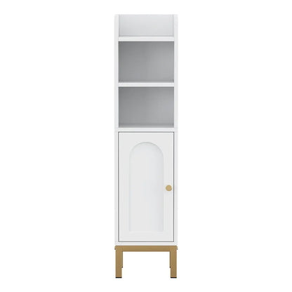 Artiss Bathroom Storage Cabinet Floor Organizer Toilet Corner Adjustable Shelf with Door White - Mekamart Australia