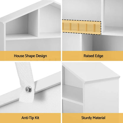 Keezi 4 Tiers Kids Bookshelf Wooden Bookcase Display Storage Organiser Cabinet White - Mekamart Australia
