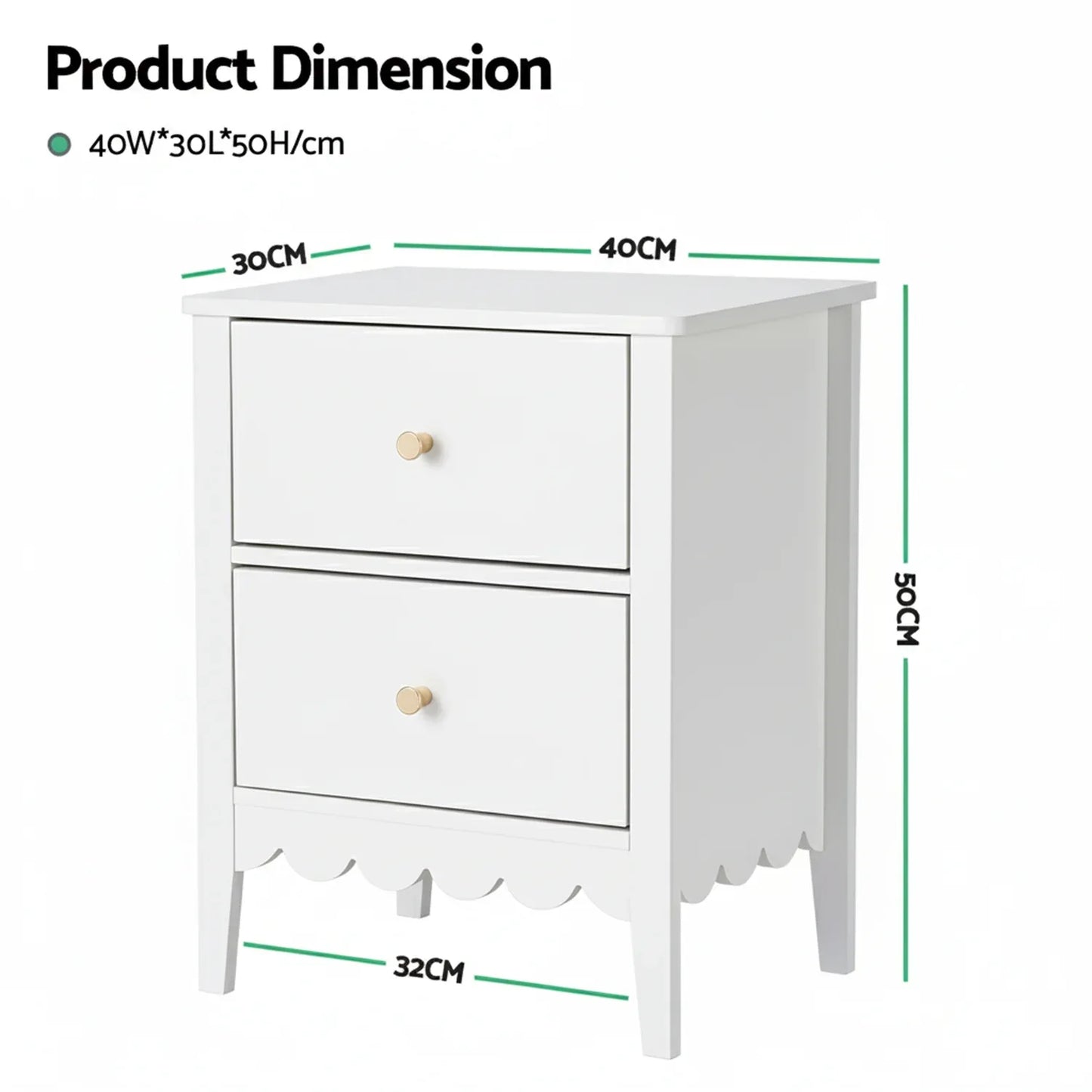 Artiss Bedside Table 2 Drawers Bedroom Storage Nightstand White - Mekamart Australia