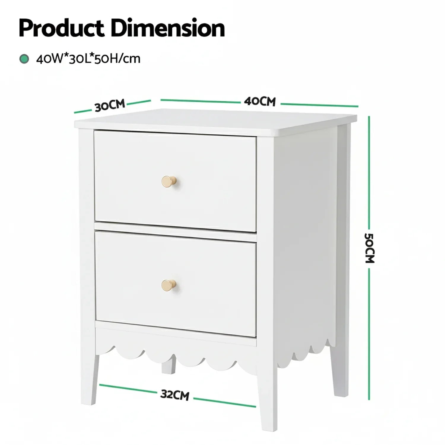 Artiss Bedside Table 2 Drawers Bedroom Storage Nightstand White - Mekamart Australia