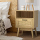 Artiss Rattan Bedside Table 1 Drawer with Shelf - REI Oak - Mekamart Australia