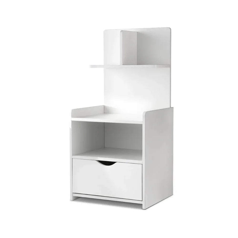 Artiss Bedside Table 1 Drawer with Shelves - EVERMORE White - Mekamart Australia