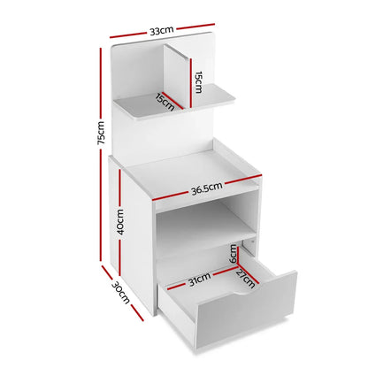 Artiss Bedside Table 1 Drawer with Shelves - EVERMORE White - Mekamart Australia