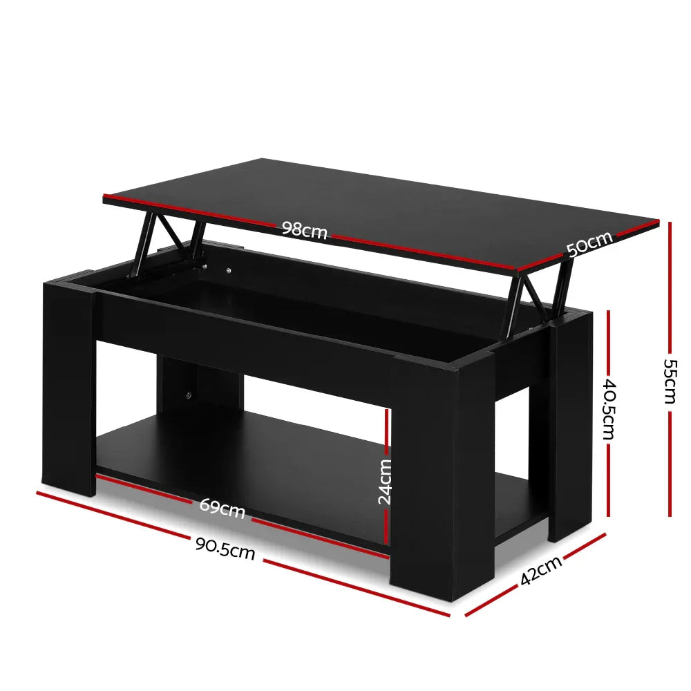 Artiss Coffee Table Lift-top Coffee Table Black - Mekamart Australia
