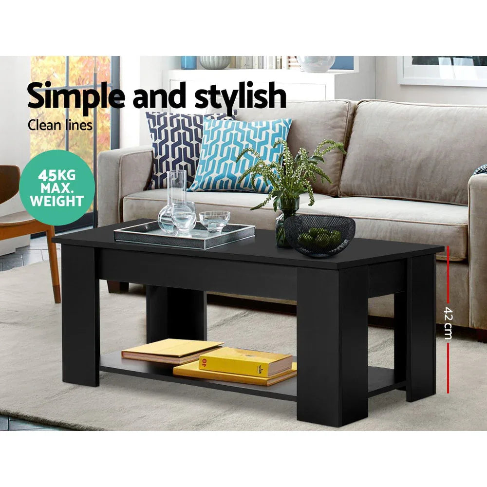 Artiss Coffee Table Lift-top Coffee Table Black - Mekamart Australia