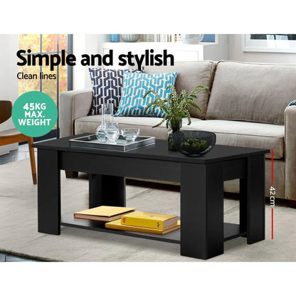 Artiss Coffee Table Lift-top Coffee Table Black - Mekamart Australia