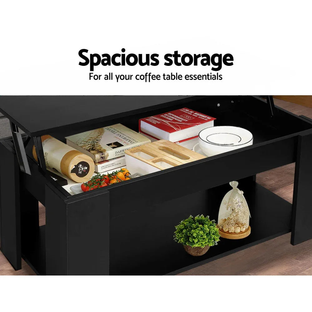 Artiss Coffee Table Lift-top Coffee Table Black - Mekamart Australia