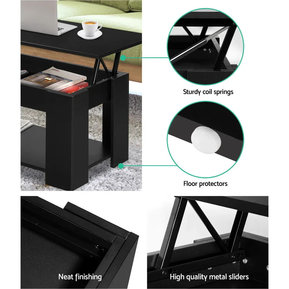 Artiss Coffee Table Lift-top Coffee Table Black - Mekamart Australia