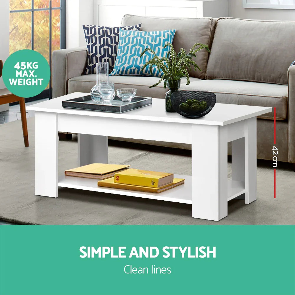 Artiss Coffee Table Lift-top Coffee Table White - Mekamart Australia
