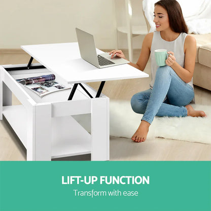 Artiss Coffee Table Lift-top Coffee Table White - Mekamart Australia