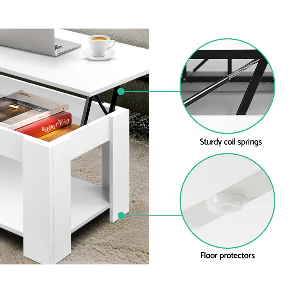 Artiss Coffee Table Lift-top Coffee Table White - Mekamart Australia