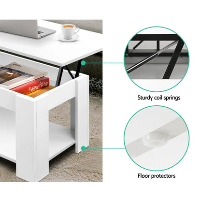 Artiss Coffee Table Lift-top Coffee Table White - Mekamart Australia