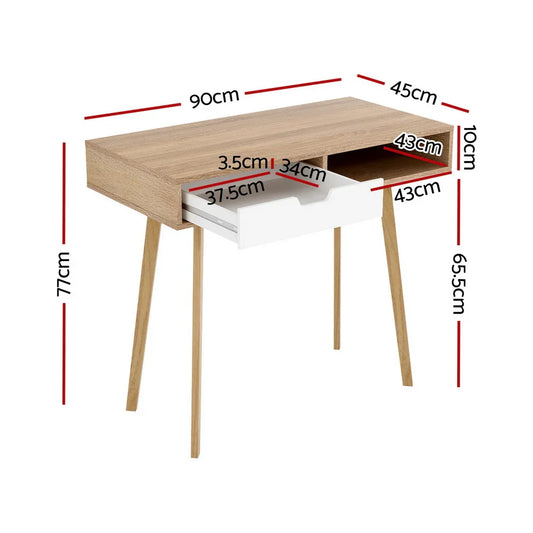Artiss Computer Desk Drawer Cabinet Shelf Oak 90CM - Mekamart Australia