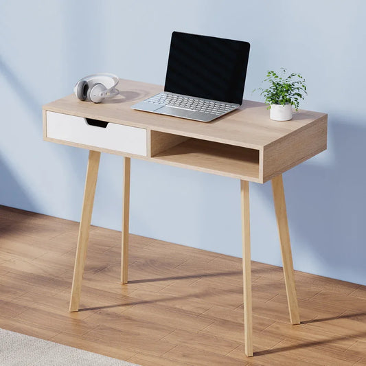 Artiss Computer Desk Drawer Cabinet Shelf Oak 90CM - Mekamart Australia
