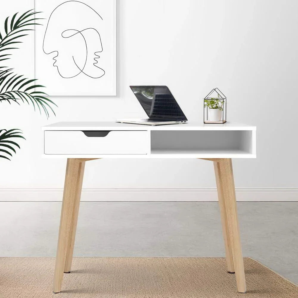 Artiss Computer Desk Drawer Cabinet Shelf White 90CM - Mekamart Australia