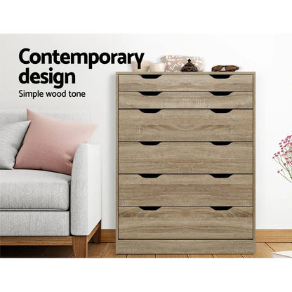 Artiss 6 Chest of Drawers - MYLA Oak - Mekamart Australia