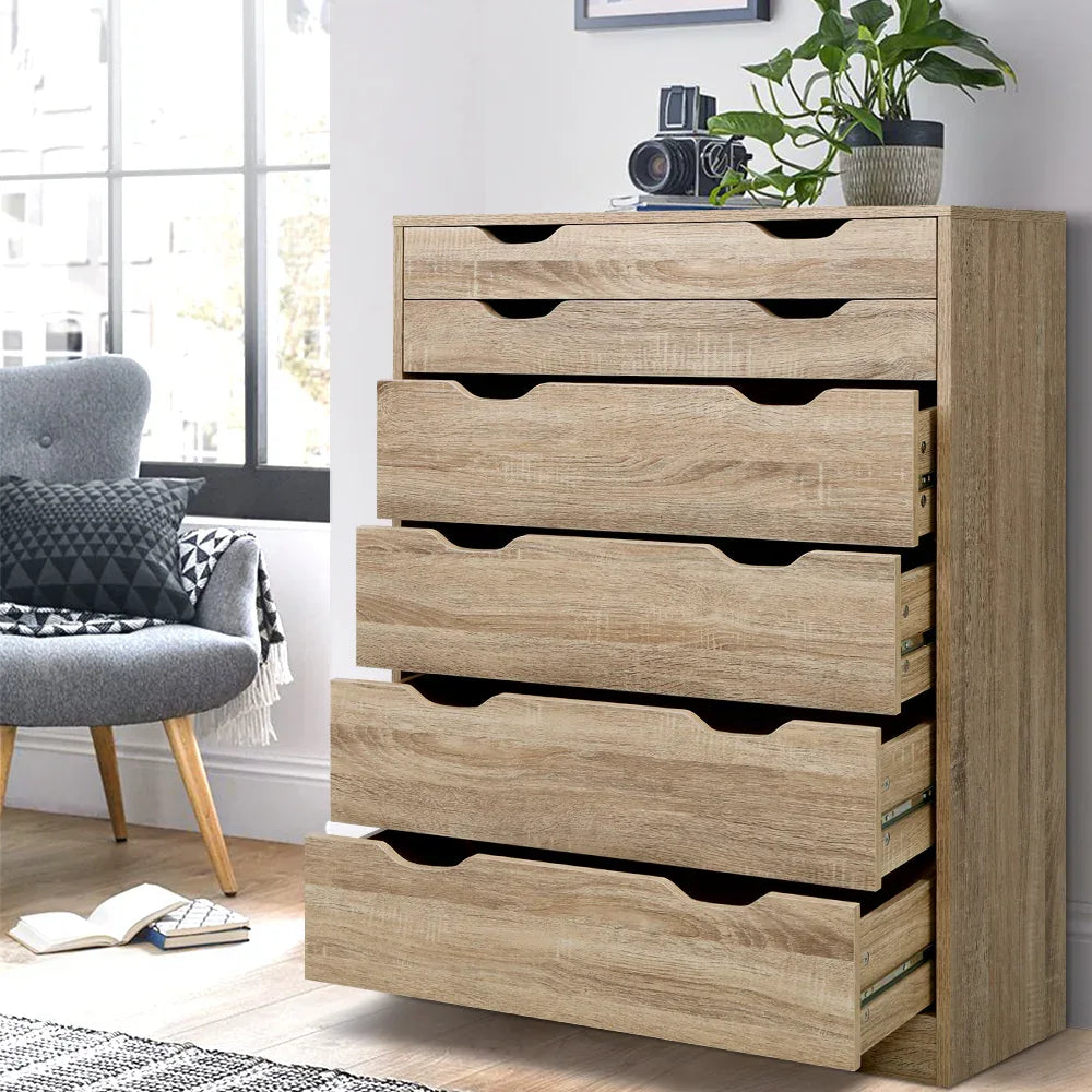Artiss 6 Chest of Drawers - MYLA Oak - Mekamart Australia