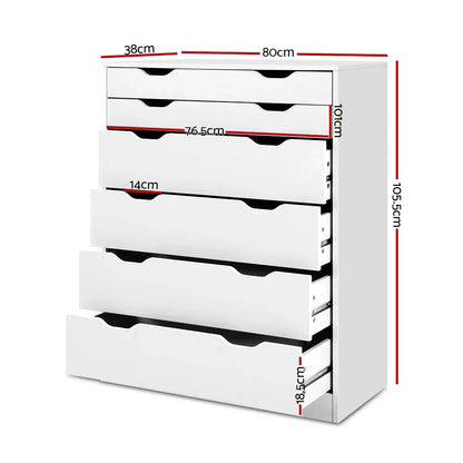 Artiss 6 Chest of Drawers - MYLA White - Mekamart Australia
