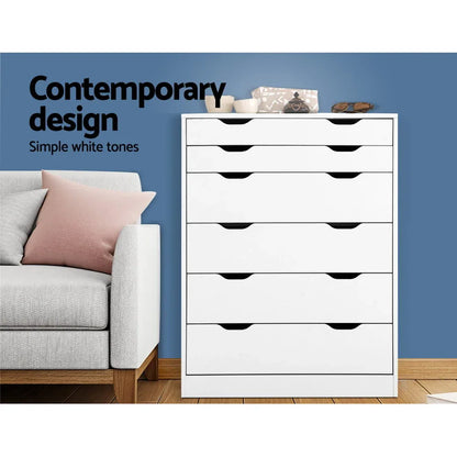 Artiss 6 Chest of Drawers - MYLA White - Mekamart Australia