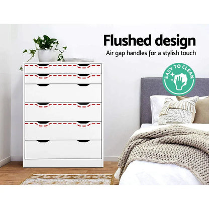 Artiss 6 Chest of Drawers - MYLA White - Mekamart Australia
