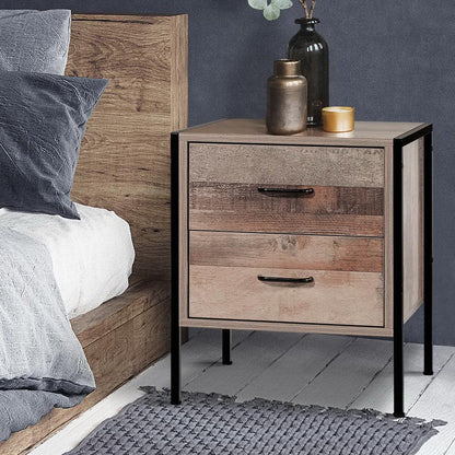 Artiss Bedside Table 2 Drawers - BARNLY - Mekamart Australia