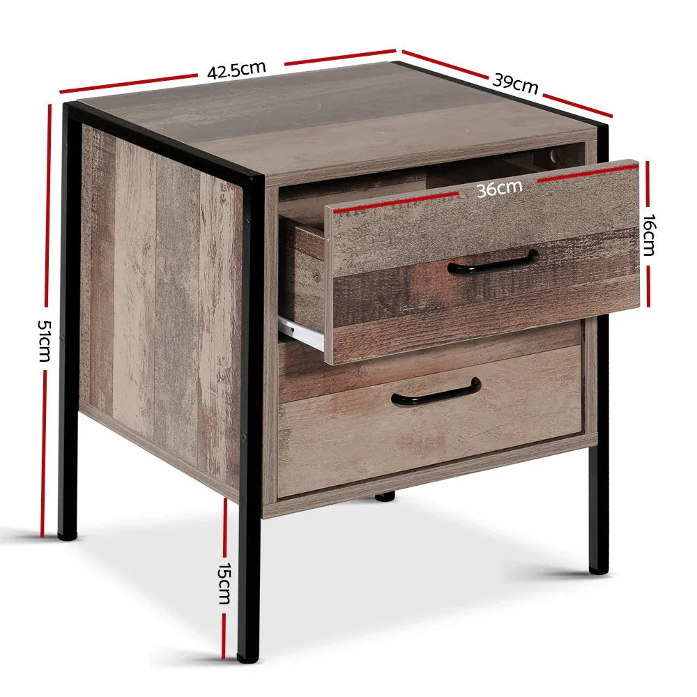 Artiss Bedside Table 2 Drawers - BARNLY - Mekamart Australia