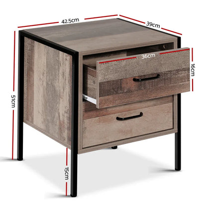 Artiss Bedside Table 2 Drawers - BARNLY - Mekamart Australia