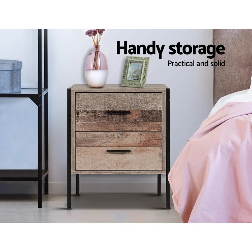Artiss Bedside Table 2 Drawers - BARNLY - Mekamart Australia