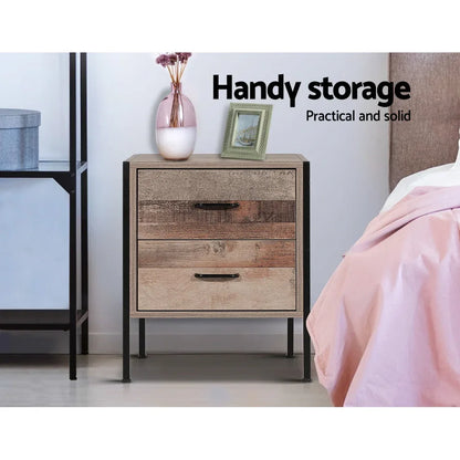 Artiss Bedside Table 2 Drawers - BARNLY - Mekamart Australia