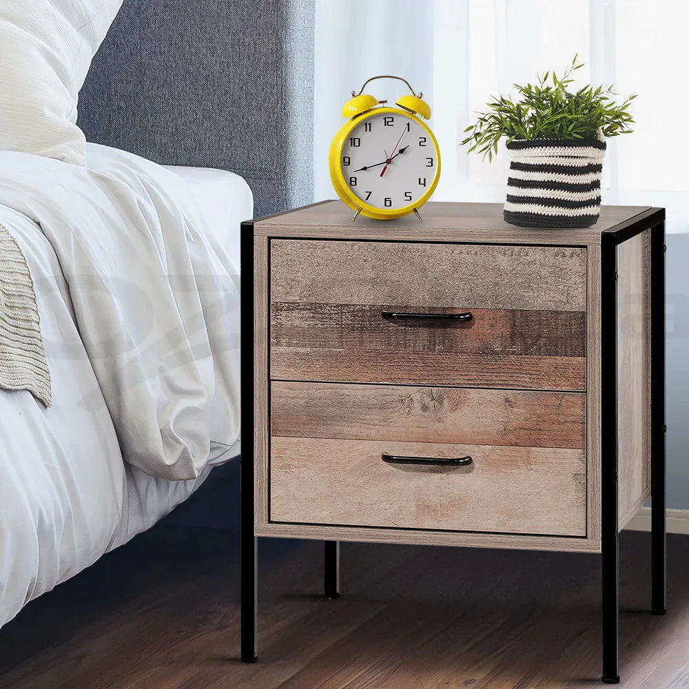Artiss Bedside Table 2 Drawers - BARNLY - Mekamart Australia