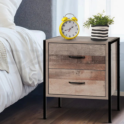 Artiss Bedside Table 2 Drawers - BARNLY - Mekamart Australia