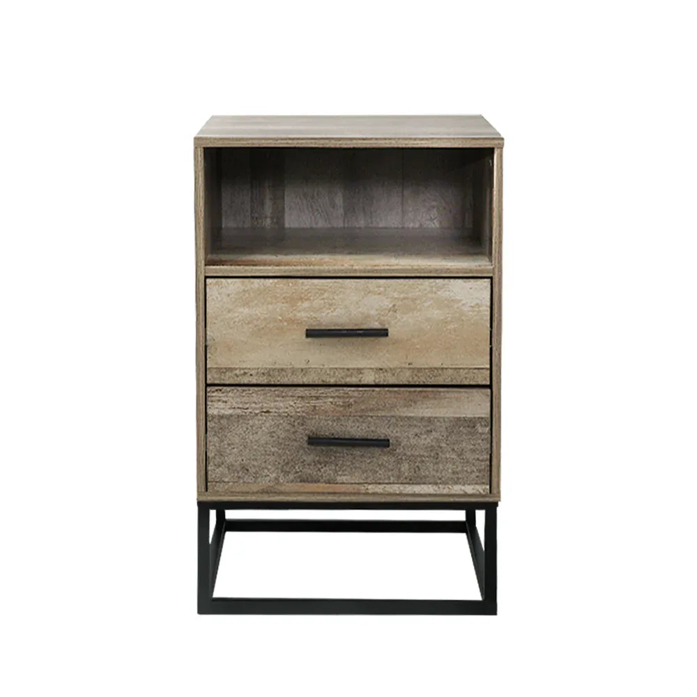 Artiss Bedside Table 2 Drawers with Shelf - BADAN - Mekamart Australia