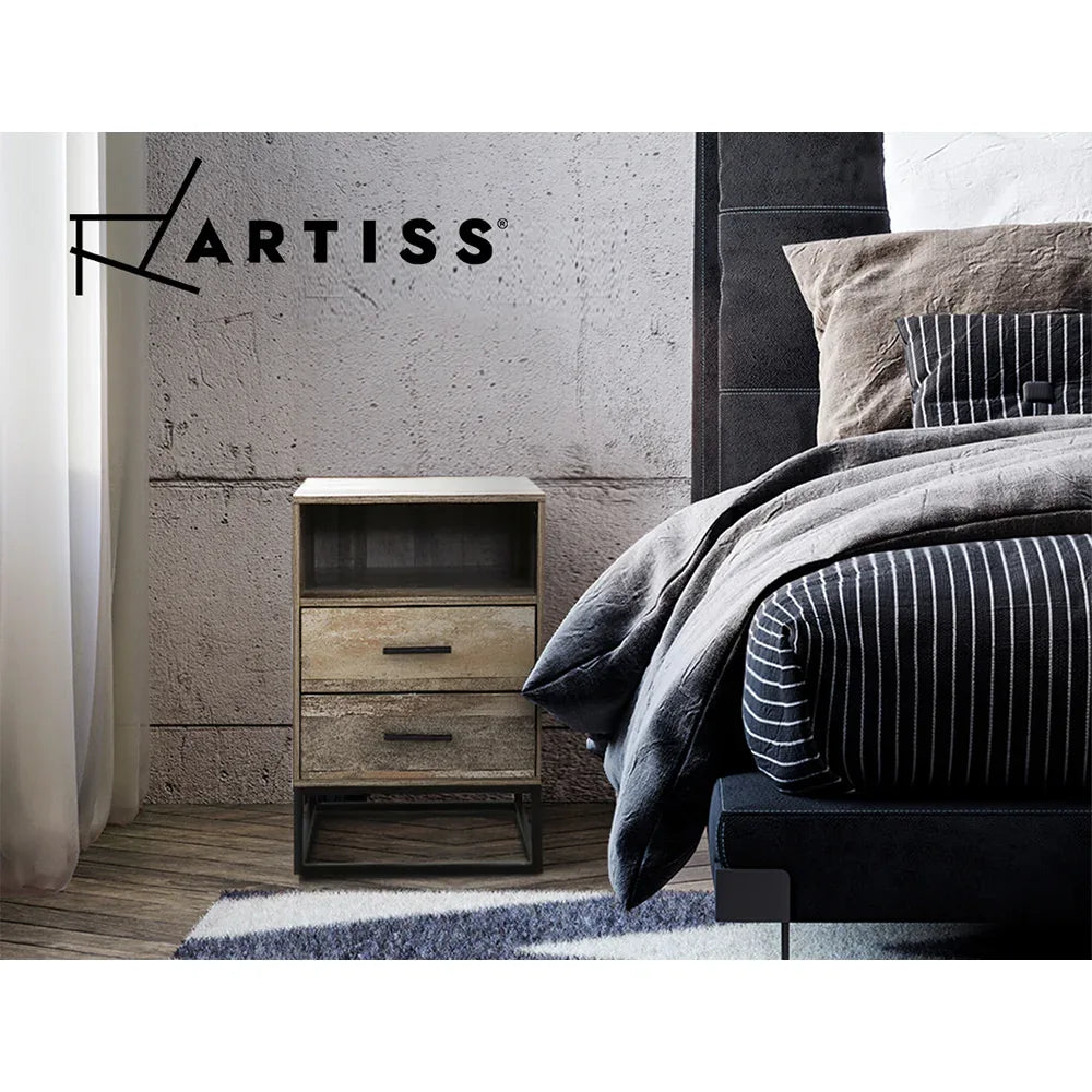 Artiss Bedside Table 2 Drawers with Shelf - BADAN - Mekamart Australia