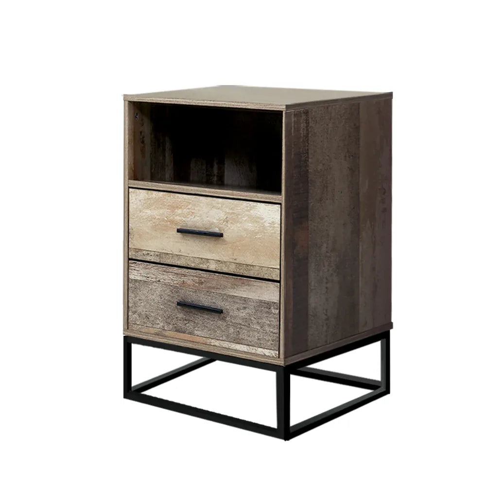 Artiss Bedside Table 2 Drawers with Shelf - BADAN - Mekamart Australia
