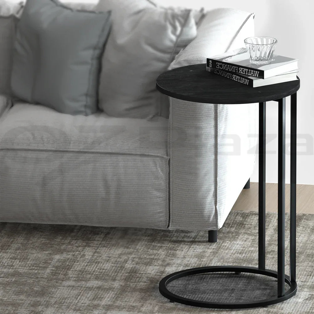 Artiss Coffee Table Side Table Round Black Martha - Mekamart Australia