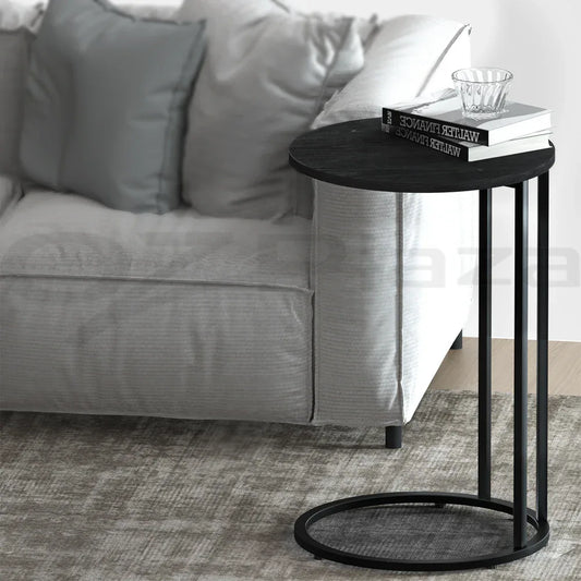 Artiss Coffee Table Side Table Round Black Martha - Mekamart Australia