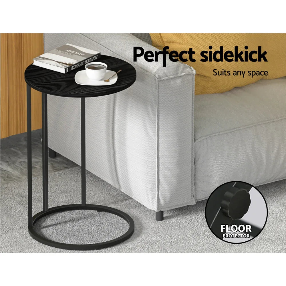 Artiss Coffee Table Side Table Round Black Martha - Mekamart Australia