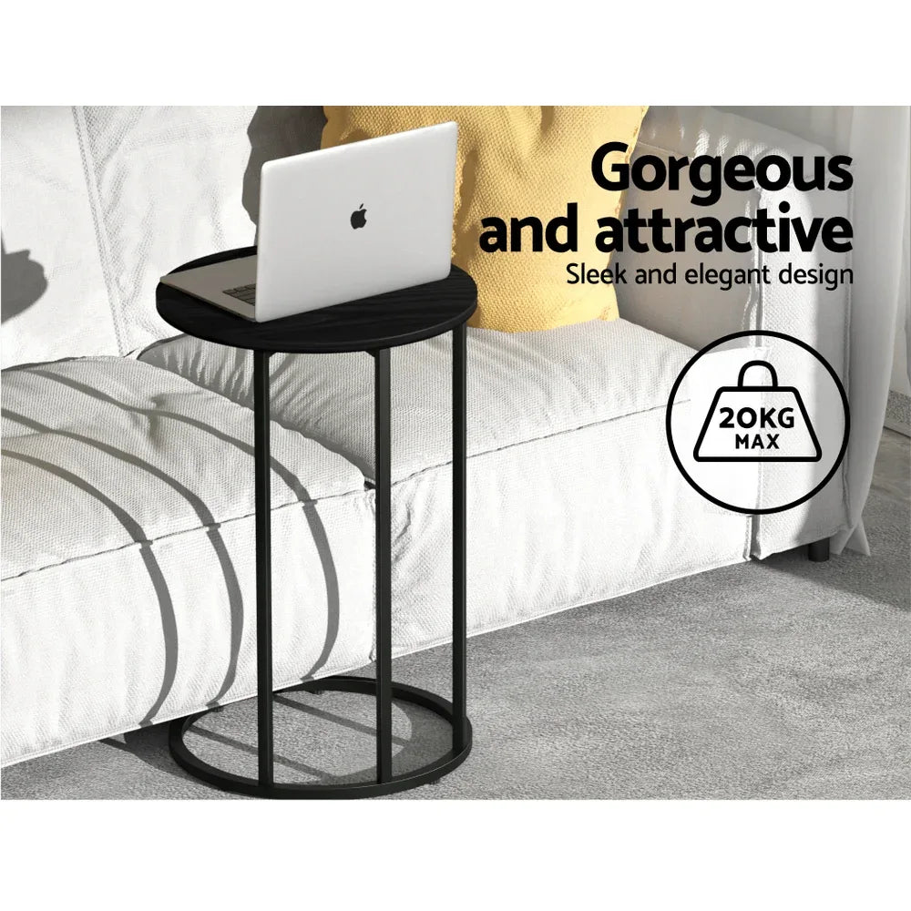 Artiss Coffee Table Side Table Round Black Martha - Mekamart Australia