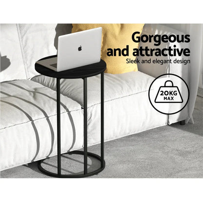 Artiss Coffee Table Side Table Round Black Martha - Mekamart Australia