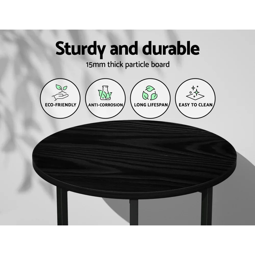 Artiss Coffee Table Side Table Round Black Martha - Mekamart Australia