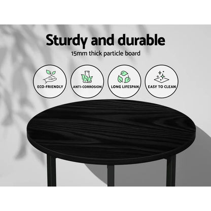 Artiss Coffee Table Side Table Round Black Martha - Mekamart Australia