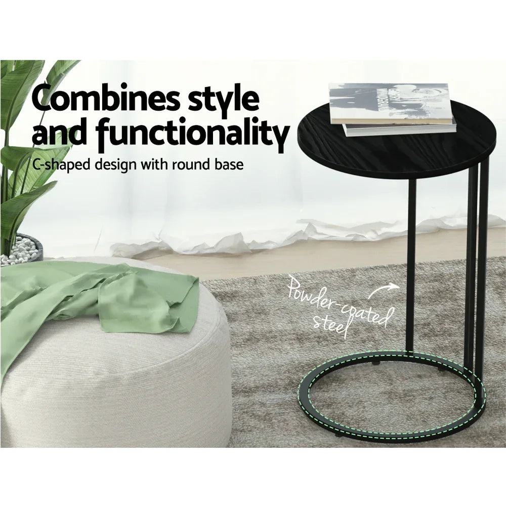 Artiss Coffee Table Side Table Round Black Martha - Mekamart Australia