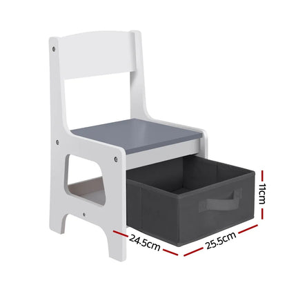 Keezi Kids Table and Chairs Set Play Activity Toys Storage Chalkboard Desk Grey - Mekamart Australia