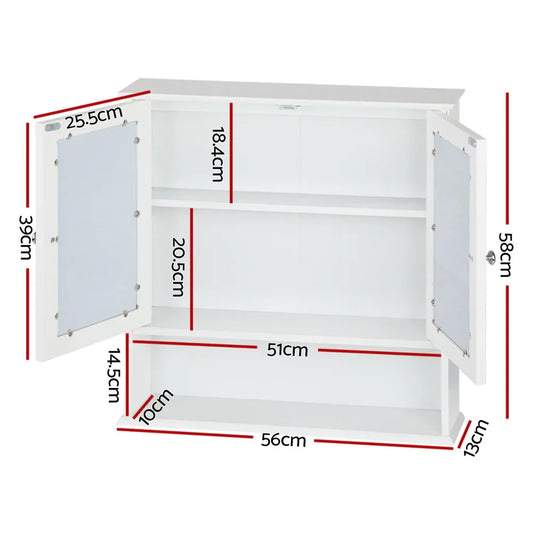 Artiss Bathroom Mirror Cabinet Storage Cupboard - Mekamart Australia
