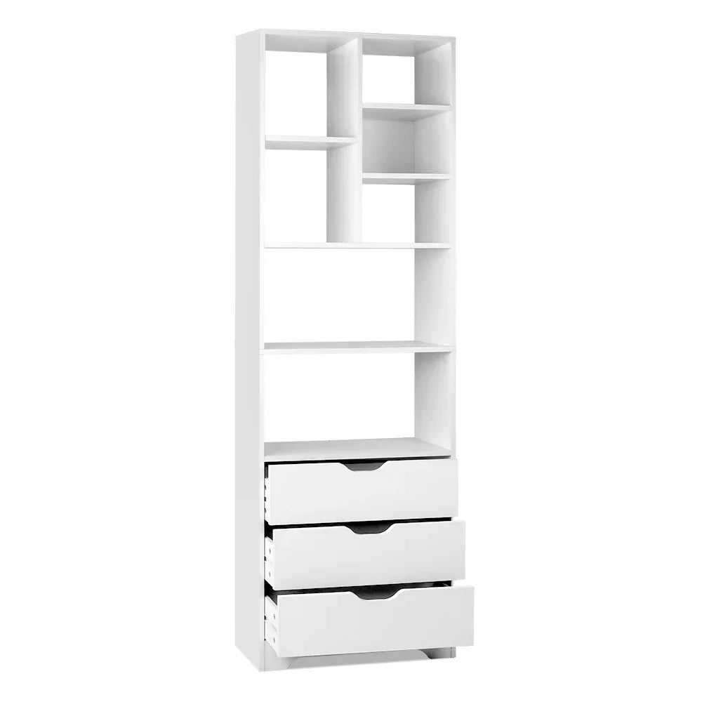 Artiss Bookshelf with Drawers - NANA White - Mekamart Australia