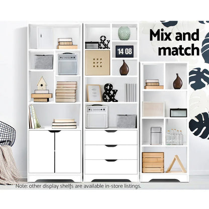 Artiss Bookshelf with Drawers - NANA White - Mekamart Australia