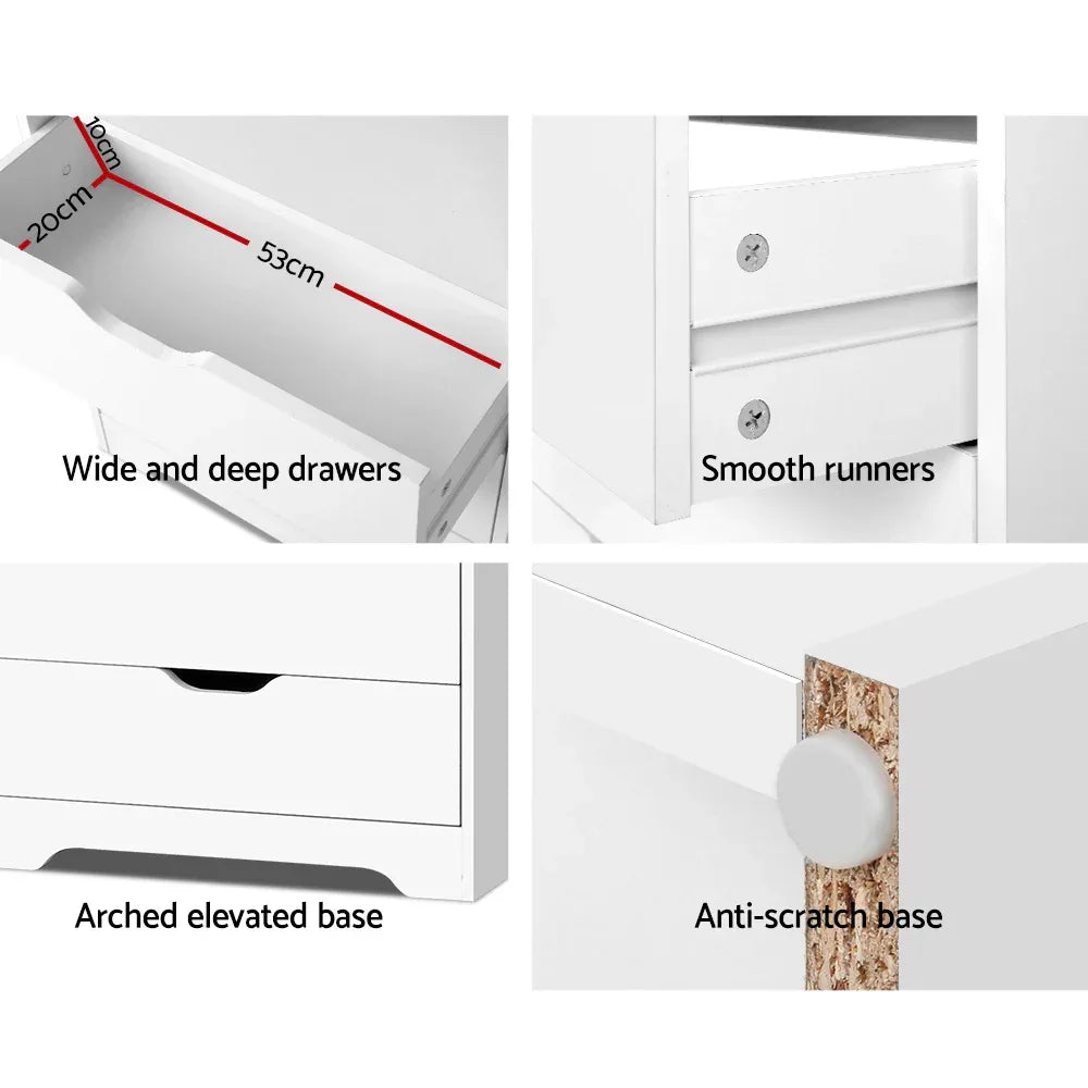 Artiss Bookshelf with Drawers - NANA White - Mekamart Australia