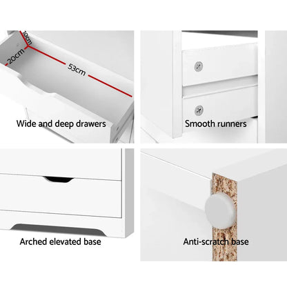 Artiss Bookshelf with Drawers - NANA White - Mekamart Australia